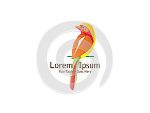 Abstract And Unique bird vector design template. An exotic bird on white backgroundÂ 